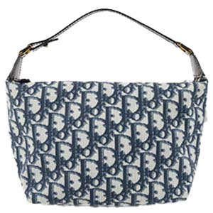 ディオール トロッター コーティングキャンバス パテントレザー ネイビー ハンドバッグ