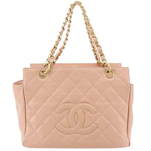 シャネル マトラッセ キャビアスキン ベージュ チェーン トートバッグ