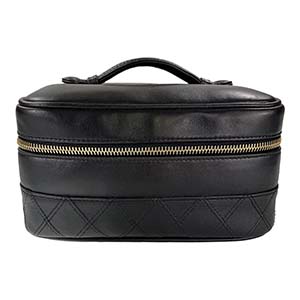 シャネル ビコローレ マトラッセ ラムスキン ブラック バニティ ハンドバッグ