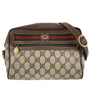 グッチ オールドグッチ シェリーライン PVC レザー ベージュ ブラウン ショルダーバッグ