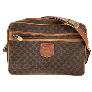 セリーヌ マカダム PVC レザー ブラウン ショルダーバッグ