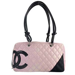 シャネル カンボンライン ボーリング カーフスキン ピンク ショルダーバッグ