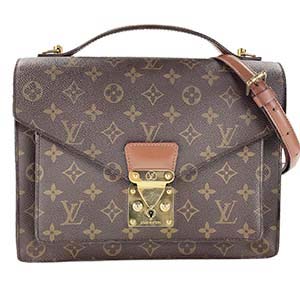 ルイ・ヴィトン モノグラム モンソー28 ブラウン 2WAY ハンドバッグ