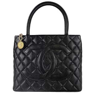シャネル 復刻トート マトラッセ キャビアスキン ゴールド金具 ブラック トートバッグ