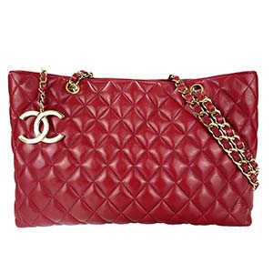シャネル マトラッセ ラムスキン レッド チェーン ショルダーバッグ