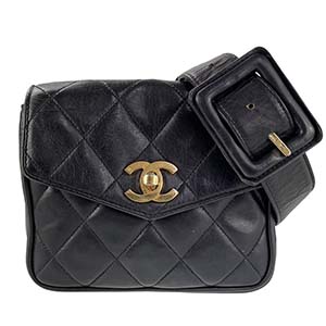 シャネル マトラッセ ラムスキン ブラック ウエストバッグ