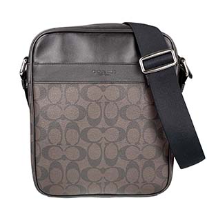 コーチ シグネチャー PVC レザー ダークブラウン ショルダーバッグ