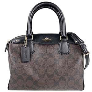 コーチ シグネチャー PVC レザー ダークブラウン 2WAY ハンドバッグ