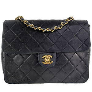 シャネル マトラッセ 20㎝ ラムスキン ブラック ショルダーバッグ