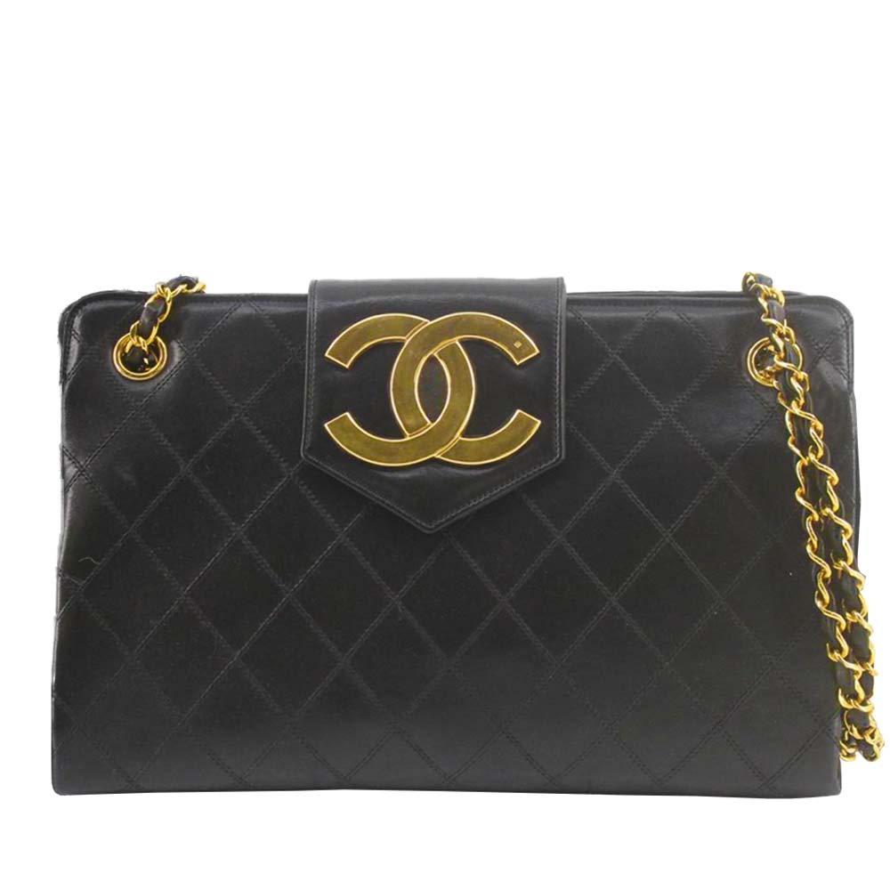 シャネル ビコローレ マトラッセ ラムスキン ブラック ショルダーバッグ