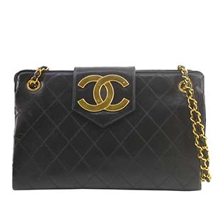 シャネル ビコローレ マトラッセ ラムスキン ブラック ショルダーバッグ