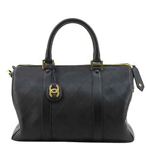 シャネル ビコローレ マトラッセ カーフスキン ブラック ボストンバッグ