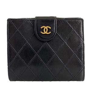 シャネル ビコローレ マトラッセ ラムスキン ブラック 財布