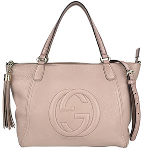グッチ ソーホー フリンジ レザー ピンクベージュ 2WAY トートバッグ