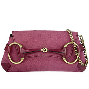 グッチ ホースビット 1955 GGキャンバス レザー レッド チェーン ハンドバッグ