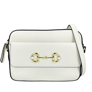 グッチ ホースビット 1955 スモール レザー ホワイト ショルダーバッグ