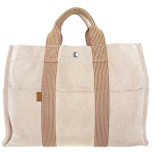 エルメス フールトゥ PM キャンバス ベージュ ブラウン トートバッグ