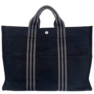 エルメス フールトゥ MM キャンバス ネイビー トートバッグ