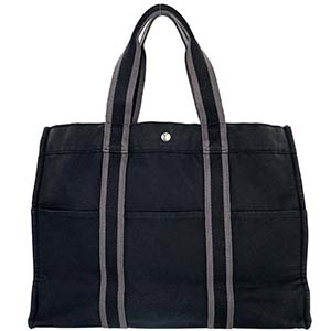 エルメス フールトゥ GM キャンバス ブラック トートバッグ