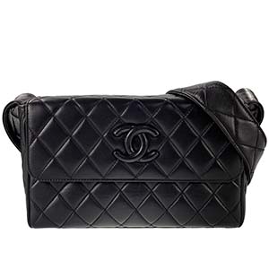 シャネル マトラッセ 23㎝ ラムスキン ブラック ショルダーバッグ