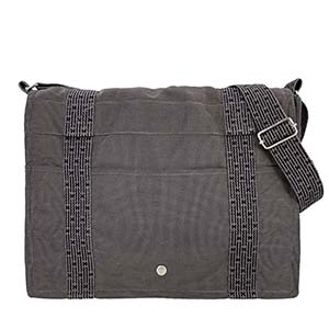 エルメス エールライン バサスMM キャンバス グレー ショルダーバッグ