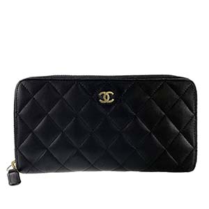 シャネル マトラッセ ラムスキン ブラック ラウンドファスナー 長財布