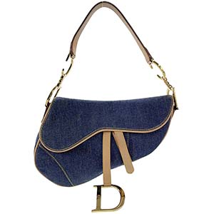 ディオール  サドルバッグ デニム レザー ネイビー ショルダーバッグ