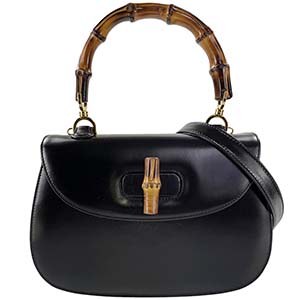 グッチ バンブー レザー ブラック 2WAY ハンドバッグ