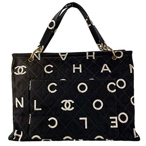 シャネル マトラッセ アイコン キャンバス ブラック トートバッグ
