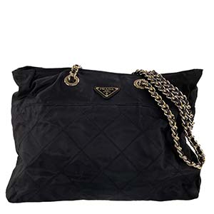 プラダ ナイロン ブラック チェーン トートバッグ