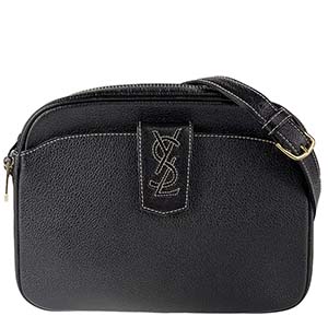 サンローラン ステッチロゴ レザー ブラック ショルダーバッグ