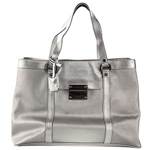 ブルガリ キャンバス レザー シルバー トートバッグ