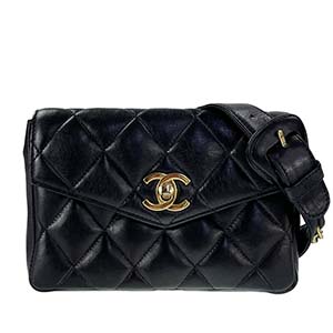 シャネル マトラッセ 17㎝ ラムスキン ブラック ウエストバッグ