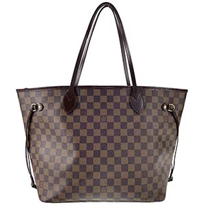 ルイ・ヴィトン ダミエ エベヌ ネヴァーフルMM ブラウン ポーチ付き トートバッグ