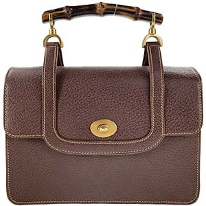 グッチ バンブー レザー ブラウン 2WAY ハンドバッグ