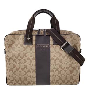 コーチ シグネチャー PVC ベージュ ブラウン 2WAY ハンドバッグ