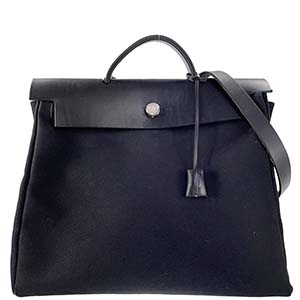 エルメス エールバッグMM トワルオフィシエ ボックスカーフ ブラック 2WAY ハンドバッグ