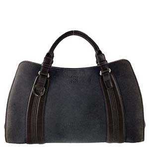 ロエベ アナグラム スエード レザー ダークネイビー ハンドバッグ