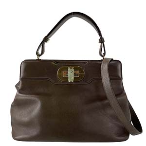 ブルガリ イザベラ ロッセリーニ レザー オリーブグリーン 2WAY ハンドバッグ