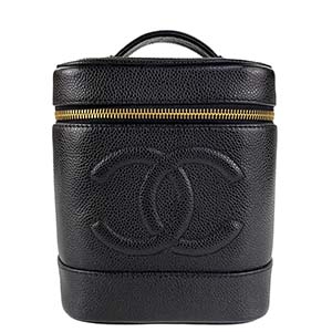 シャネル キャビアスキン ブラック バニティ ハンドバッグ