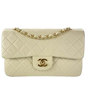 シャネル マトラッセ 23㎝ ラムスキン ベージュ ショルダーバッグ