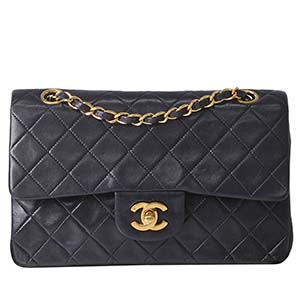 シャネル マトラッセ 23㎝ ラムスキン ブラック ショルダーバッグ