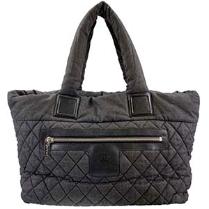 シャネル コココクーン MM キャンバス ブラック トートバッグ