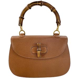 グッチ  バンブー レザー ブラウン ハンドバッグ