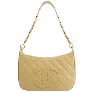 シャネル マトラッセ キャビアスキン ベージュ チェーン ショルダーバッグ