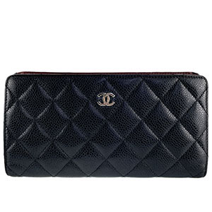 シャネル マトラッセ タイムレス クラシック キャビアスキン ブラック 二つ折り 長財布