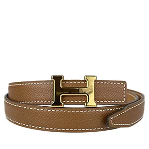 エルメス Hベルト トリヨン レザー ブラウン ゴールド金具 バックル ベルト