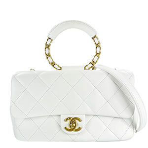 シャネル マトラッセ クラシック ラムスキン ホワイト 2WAY ハンドバッグ