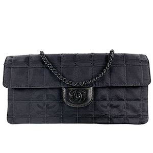 シャネル ニュートラベルライン ナイロンジャガード レザー ブラック ショルダーバッグ
