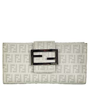 フェンディ ズッキーノ コーティング キャンバス ホワイト 長財布